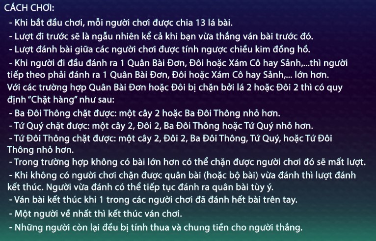 Cách chơi Tiến lên miền nam