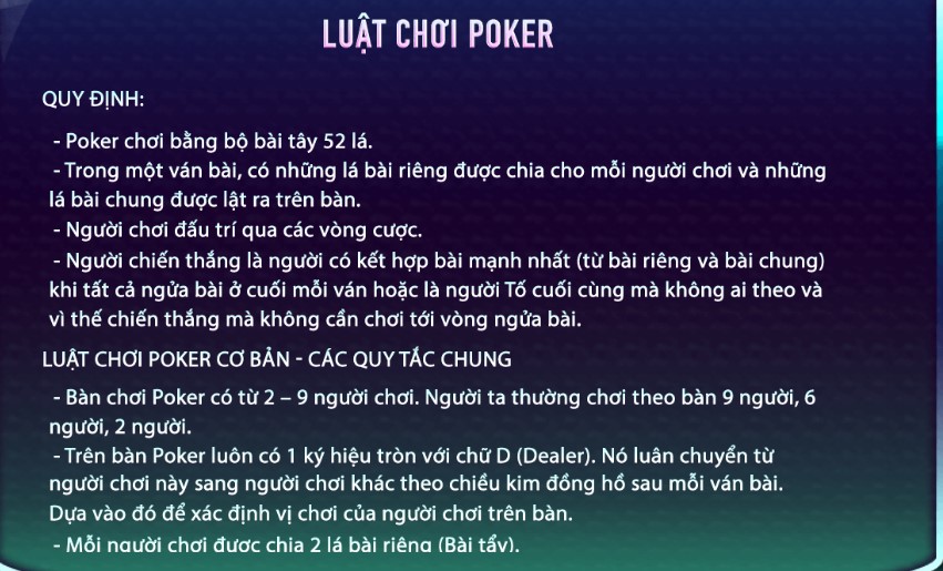 Luật chơi Poker cơ bản